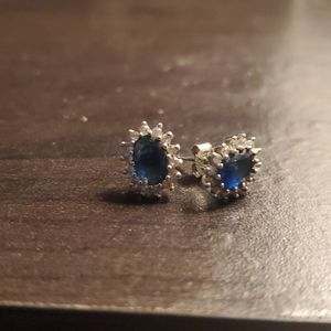 Sterling silver sapphire studs